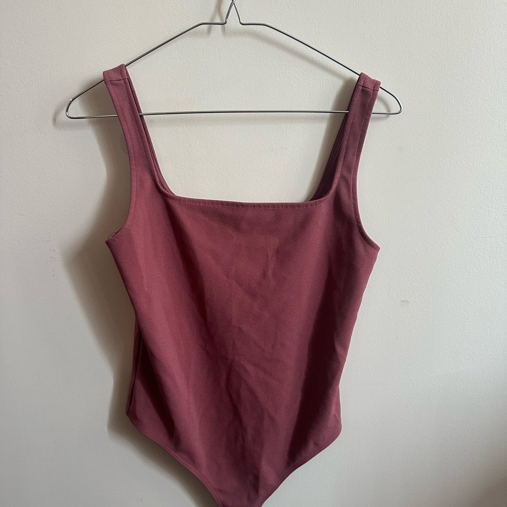Express Wine Red Sleeveless Bodysuit